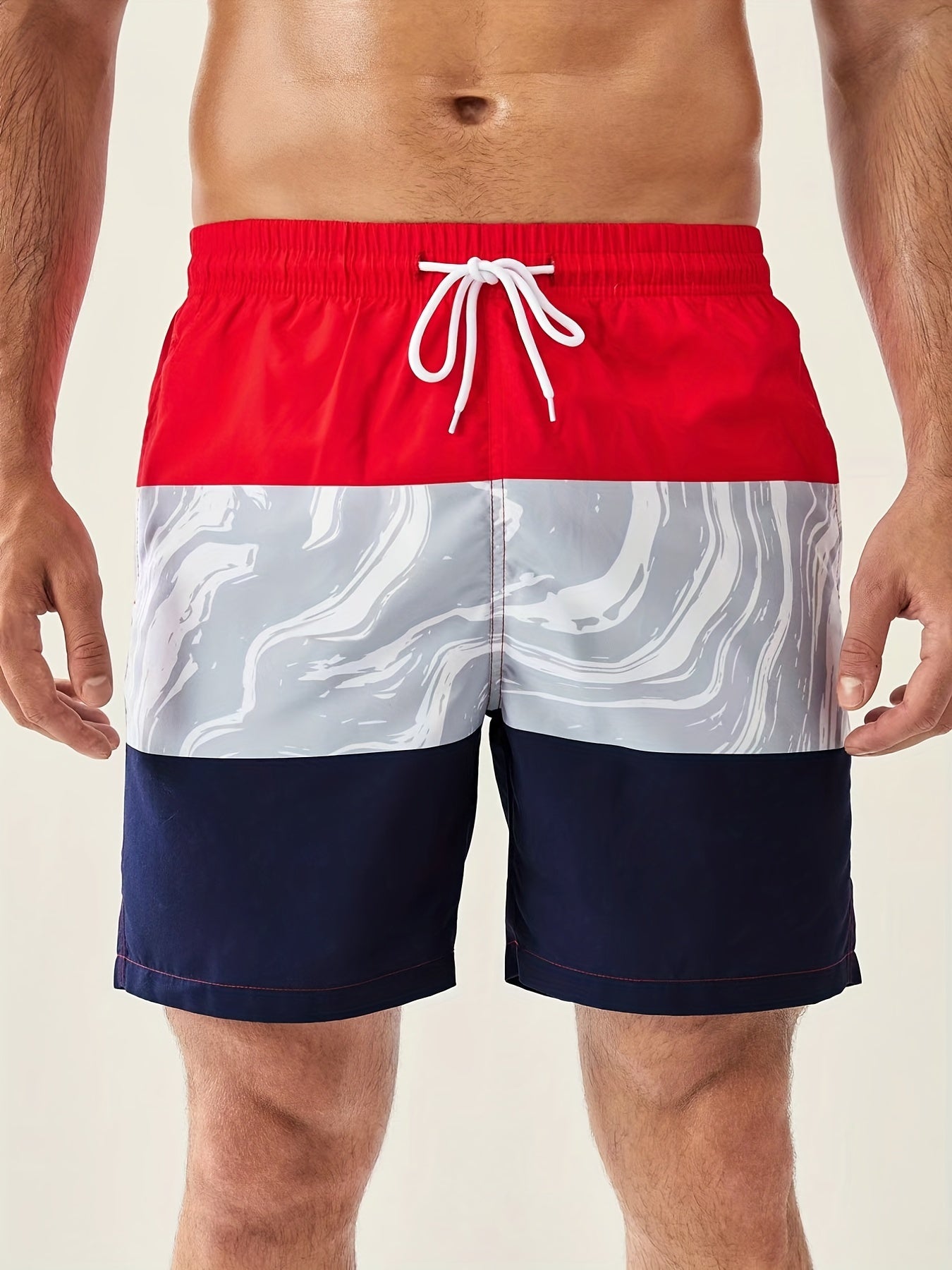Men's Block Swim Trunks Mesh Lining Swim Shorts