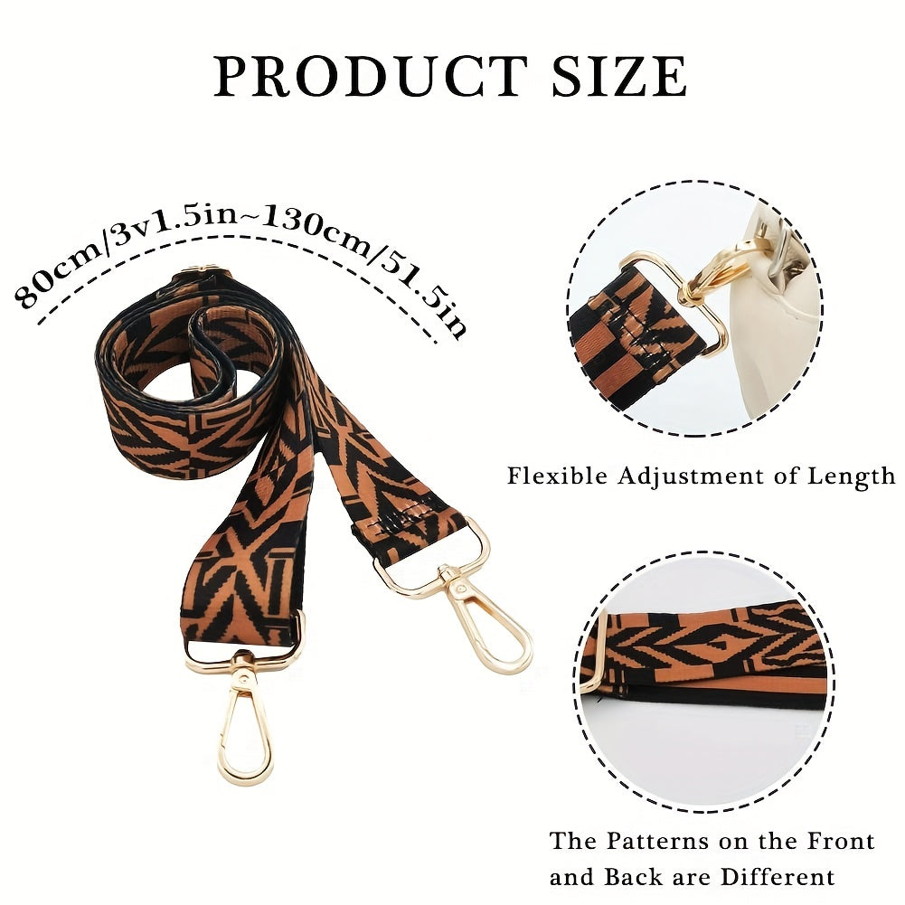 Vintage Geometric Pattern Shoulder Bag Strap Adjustable Replacement