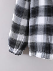 Boys Plaid Hooded Fleece Zip Up Jacket