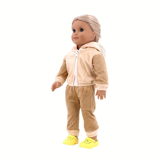 Plush Doll Bear Hoodie & Pants Set Soft Fabric Ideal Gift for Kids