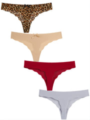 4 Pack Plus Size Seamless Bow Front Panties High Stretch