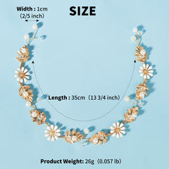 Golden Leaf Flower Bridal Headband Wedding Hair Piece