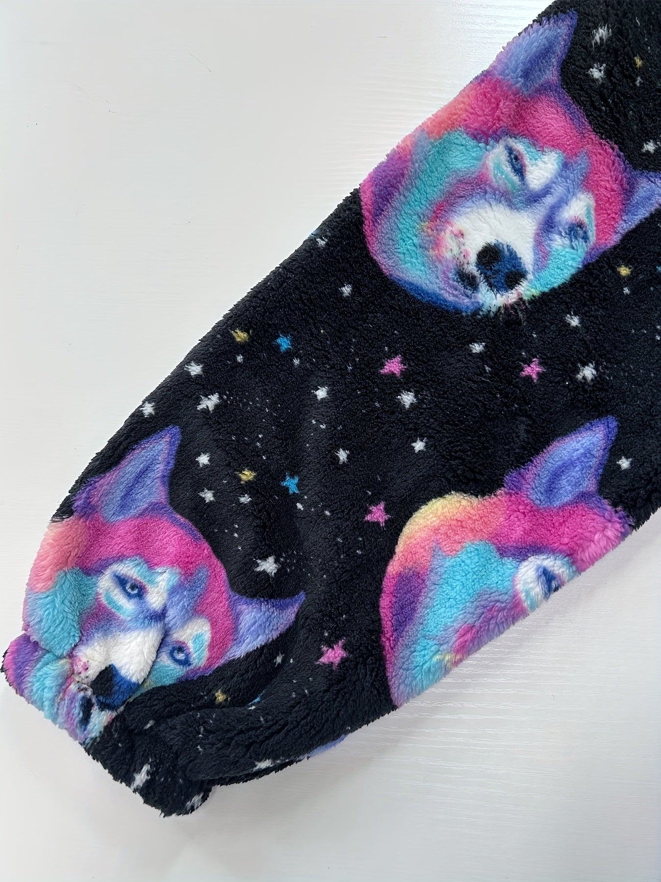 Dog & Star Print Flannel Hooded Wearable Blanket