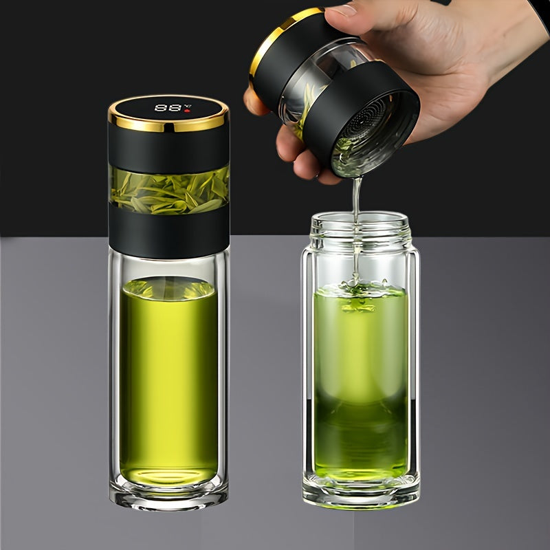 Digital Temperature Display Glass Tea Cup with Infuser