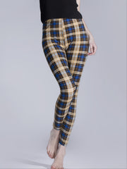 Sexy Plaid Slim Leggings High Waist Elastic Bottoms