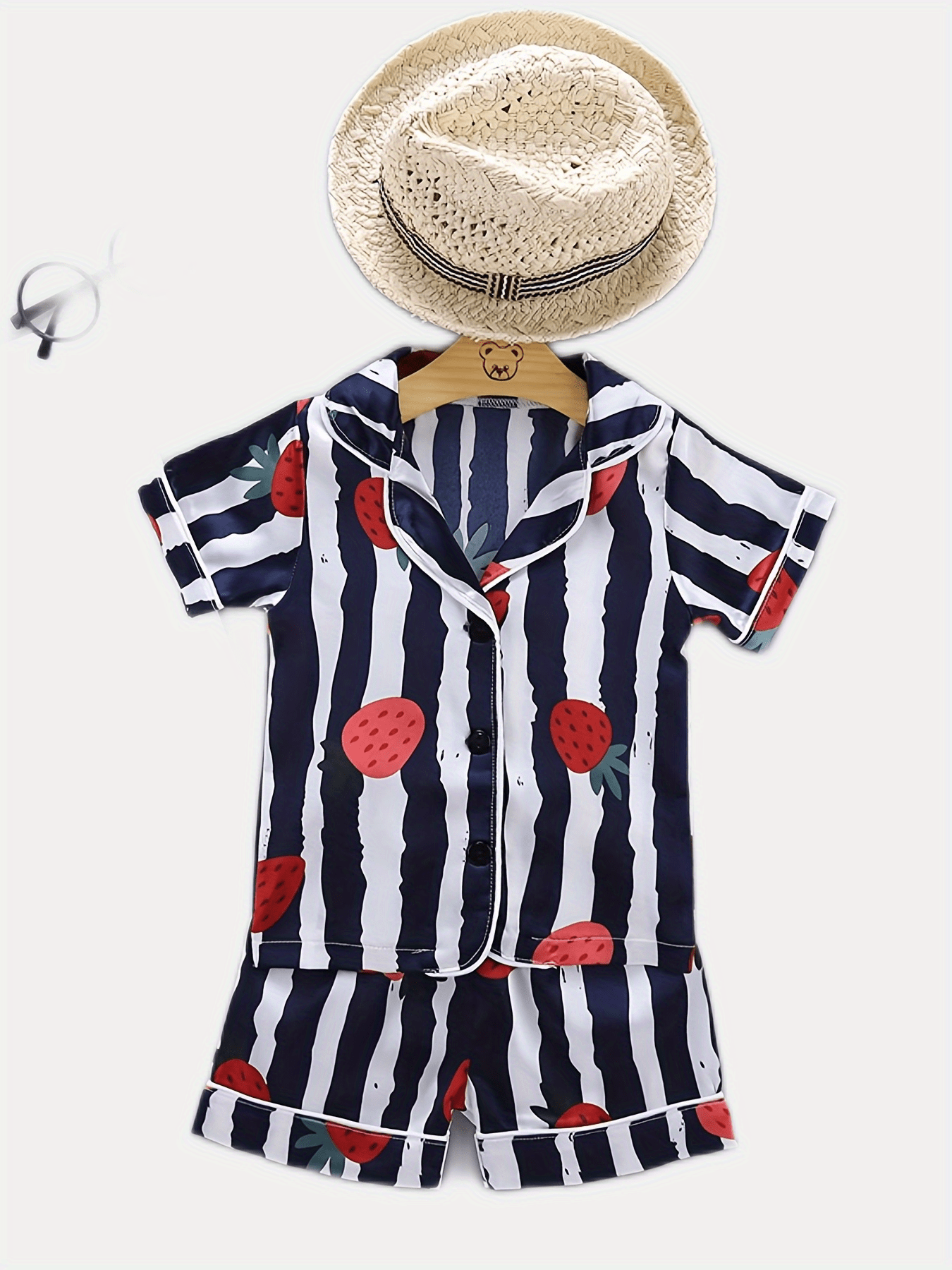 2pc Toddler Girls Strawberry & Stripe Pajama Set