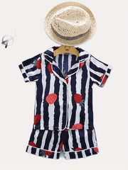 2pc Toddler Girls Strawberry & Stripe Pajama Set