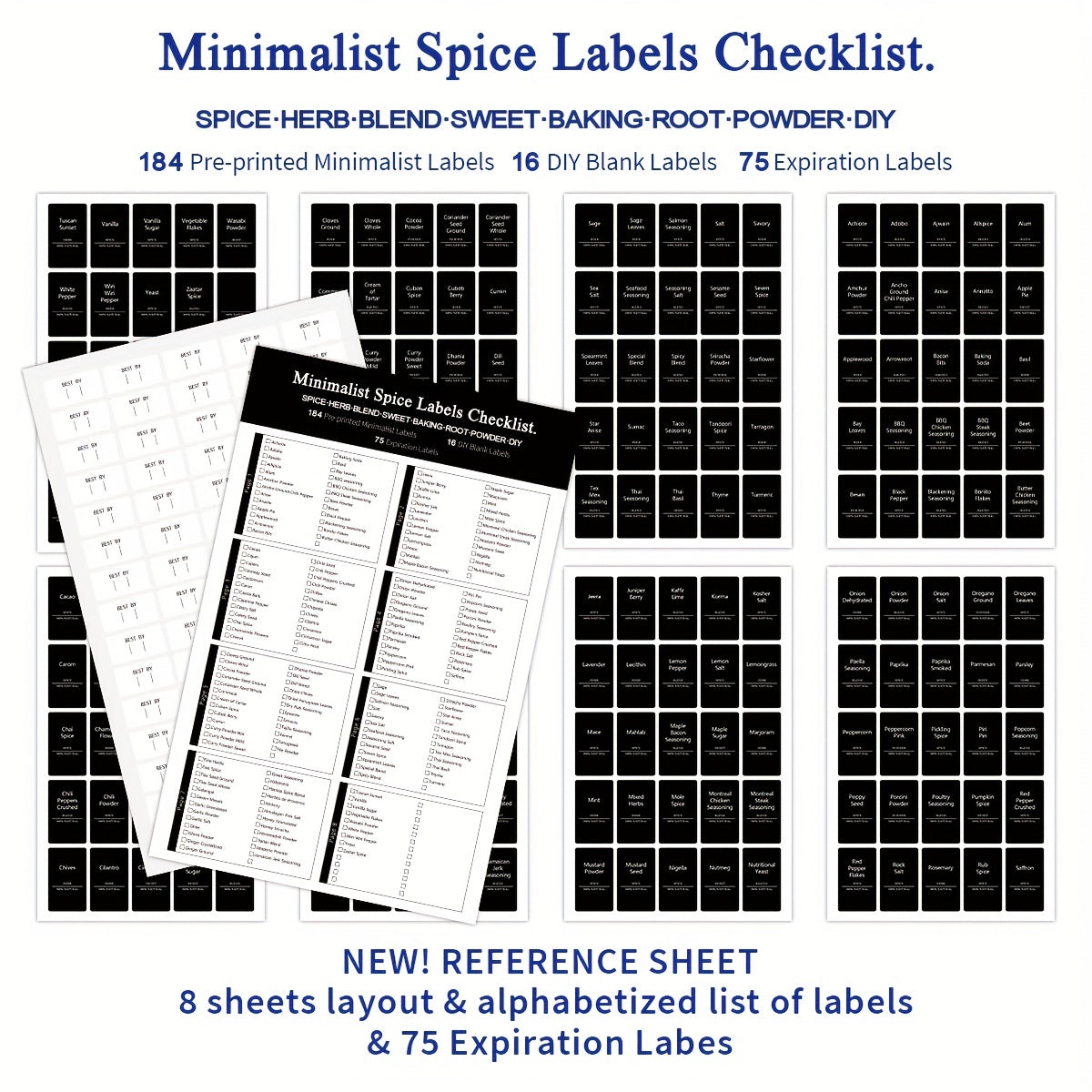 275pcs Removable Spice Jar Labels Stickers, Waterproof Pantry Labels for Storage