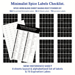 275pcs Removable Spice Jar Labels Stickers, Waterproof Pantry Labels for Storage