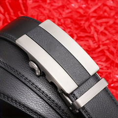 Calfskin Leather Auto Buckle Belts Business Pants Belt Men