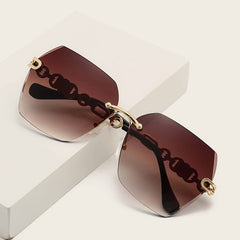 Flower Rimless Sunglasses Retro Chain Vintage UV400 Sun Shades