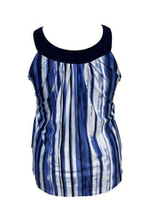 Modest Tankini Set Tie Dye Striped Top & Short