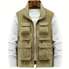 Men's Zip Up Vest Stand Collar Outdoor Fishing Hiking