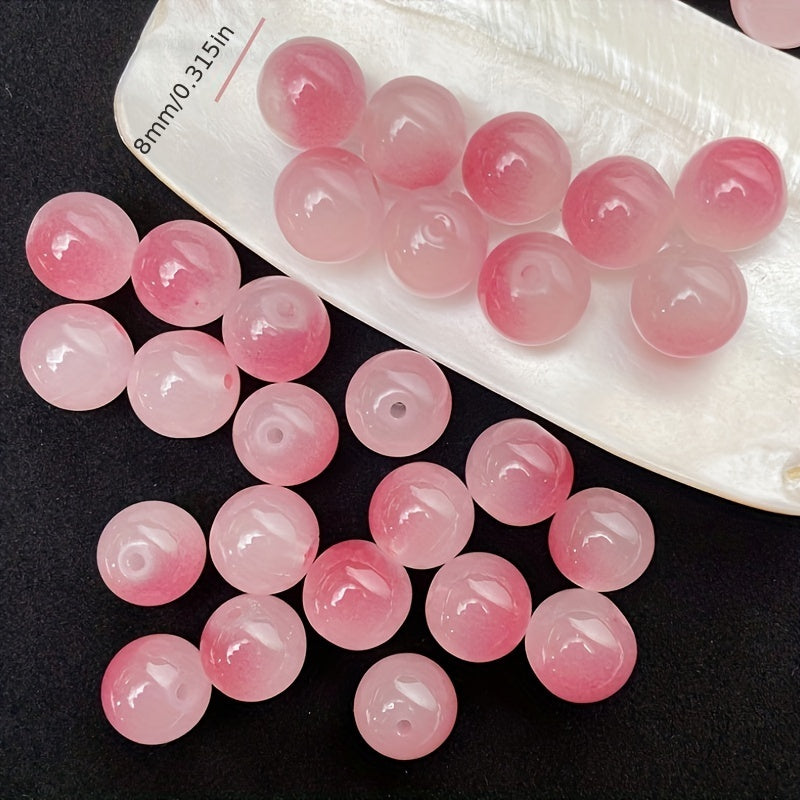 50pcs Colorful Glass Beads Loose Beads Necklace DIY Accessories