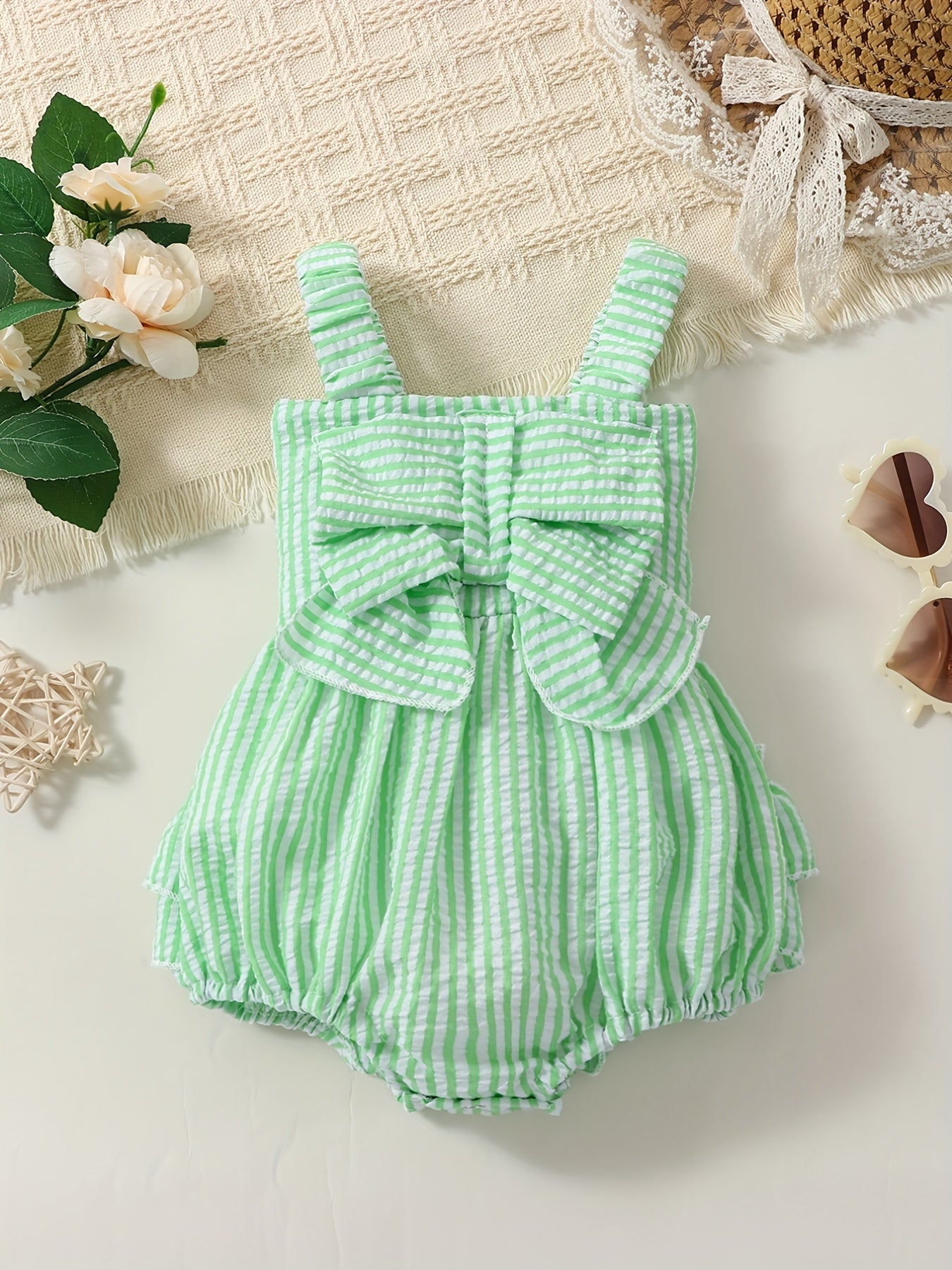 Baby Girls Striped Bowknot Onesie Clothes