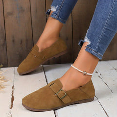 Women's Retro Buckle Strap Casual Walking Flats