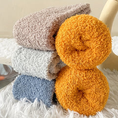 4 Pairs Fuzzy Calf Socks Warm Knee High Stockings for Women