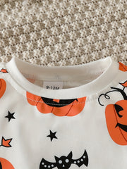 Baby Boy Pumpkin Print Halloween 2pcs Set