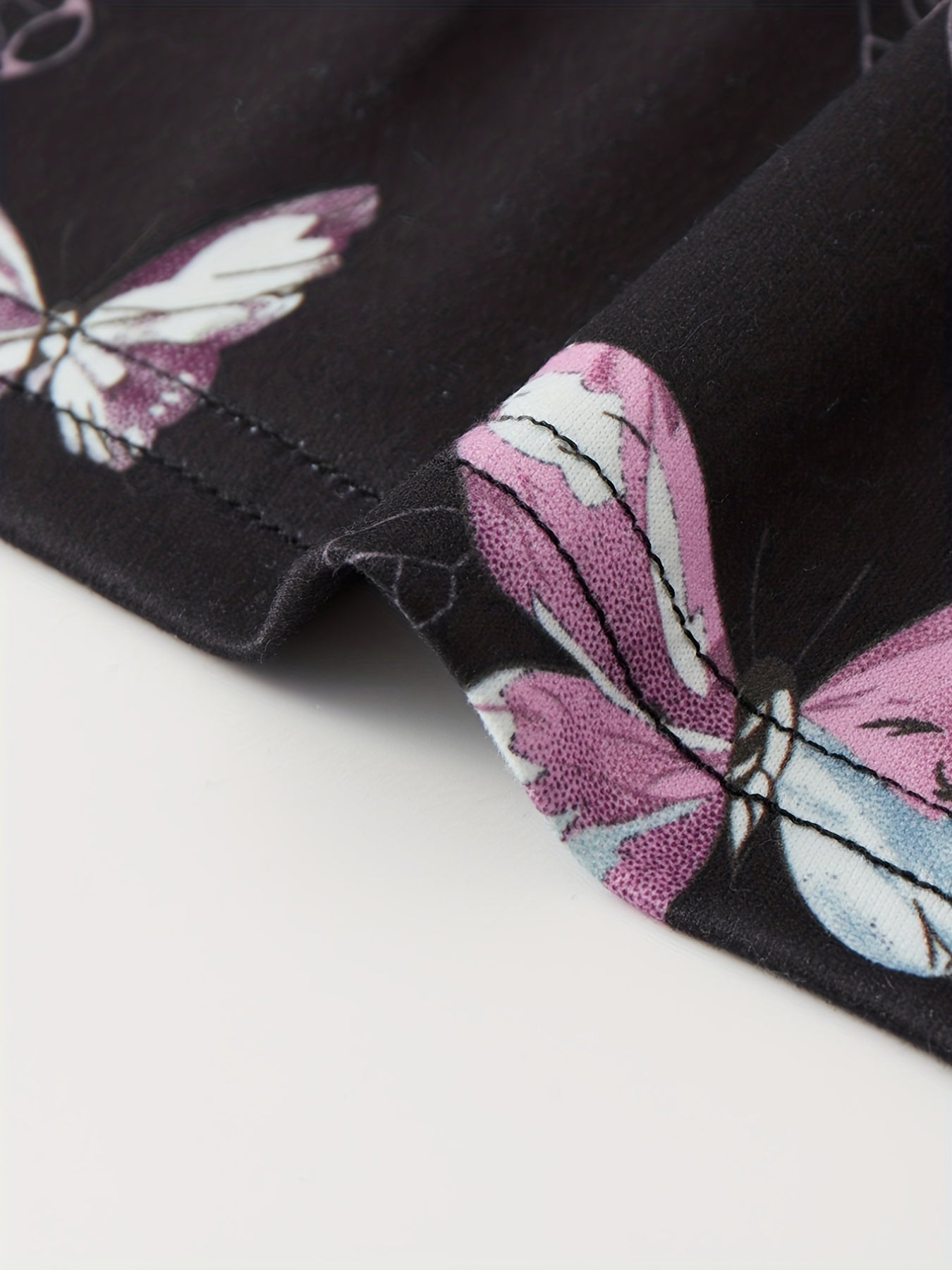 Butterfly Print Tee & Shorts & Pants Loungewear Set