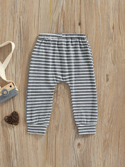 Boys Striped Zip Up Long Pants for Spring and Autumn