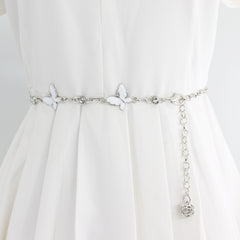 Women's Butterfly Rhinestone Decorative Metal Waist Chain