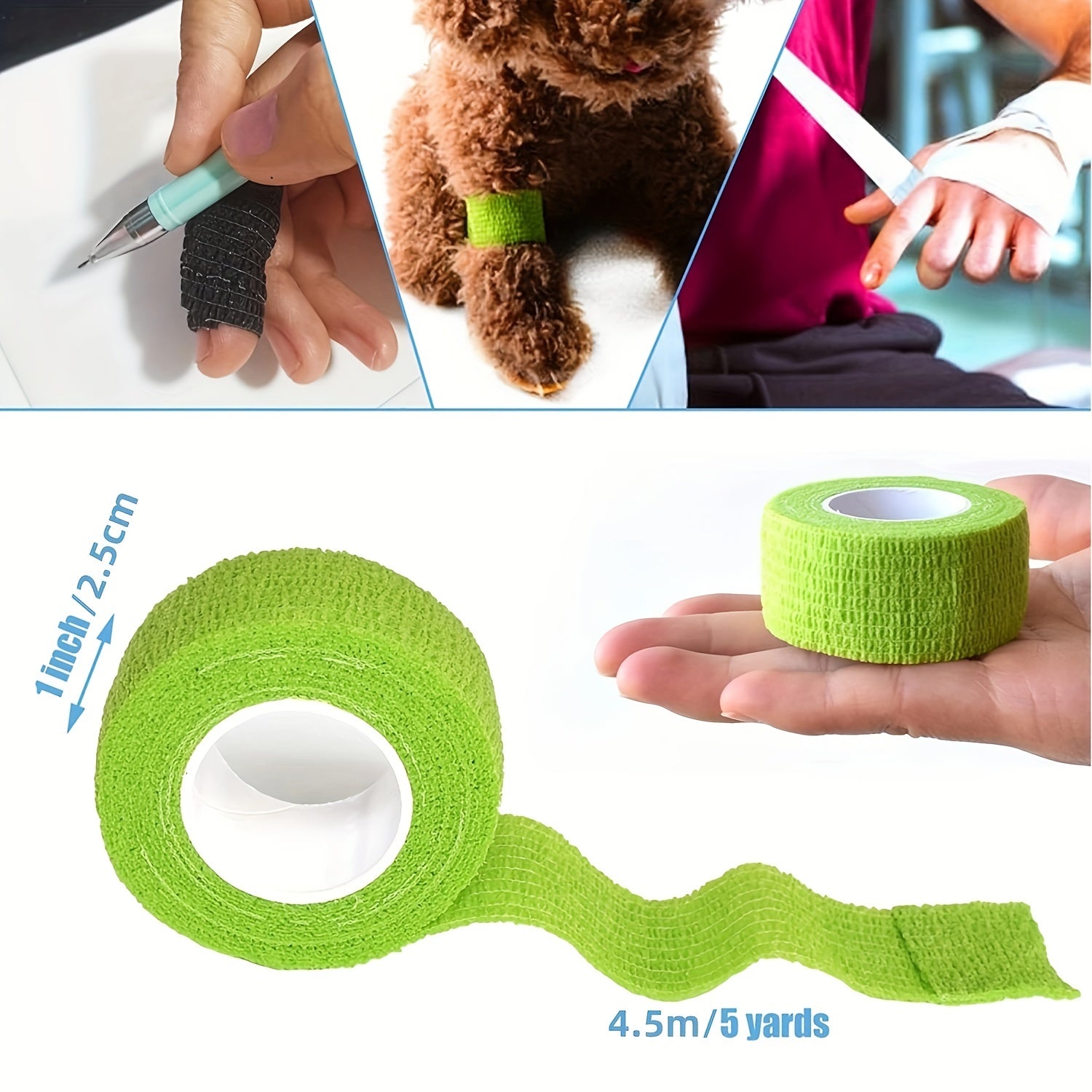 9pcs Pet Bandage Wraps Self Adhesive Vet Tape For Pets Colors