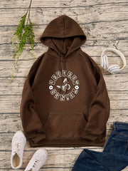 Butterfly & Letter Print Drawstring Sweatshirt Top Long Sleeve Pullover Hoodie