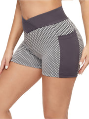 Honeycomb Hip Lifting Yoga Shorts With Pocket