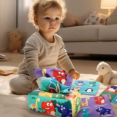 Baby Tissue Box Toy for 6-12 Months Boy Girl - Soft Crinkle Sensory Toy