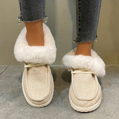 Women's Plush Lined Snow Boots Keep Warm Flat Loafers Shoes