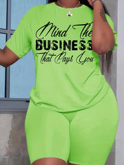 Short Sleeve T Shirt & Biker Shorts 2pcs Outfit for Women
