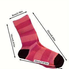 3 Pairs Crew Striped Casual Socks