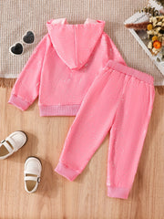 Toddler Girl's Cartoon Sunglasses Print Hoodie & Sweatpants Set