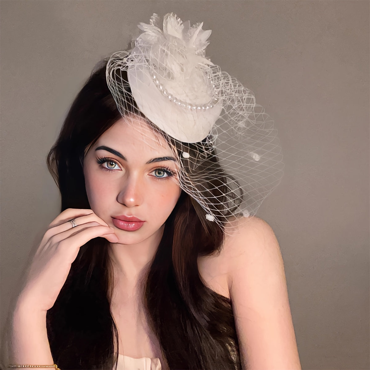 Qianlandanya Vintage French Fascinator Hat Mesh Headpiece with Bow