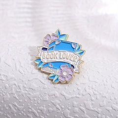 Girl's Purple Flower Book Brooch Bag Pin