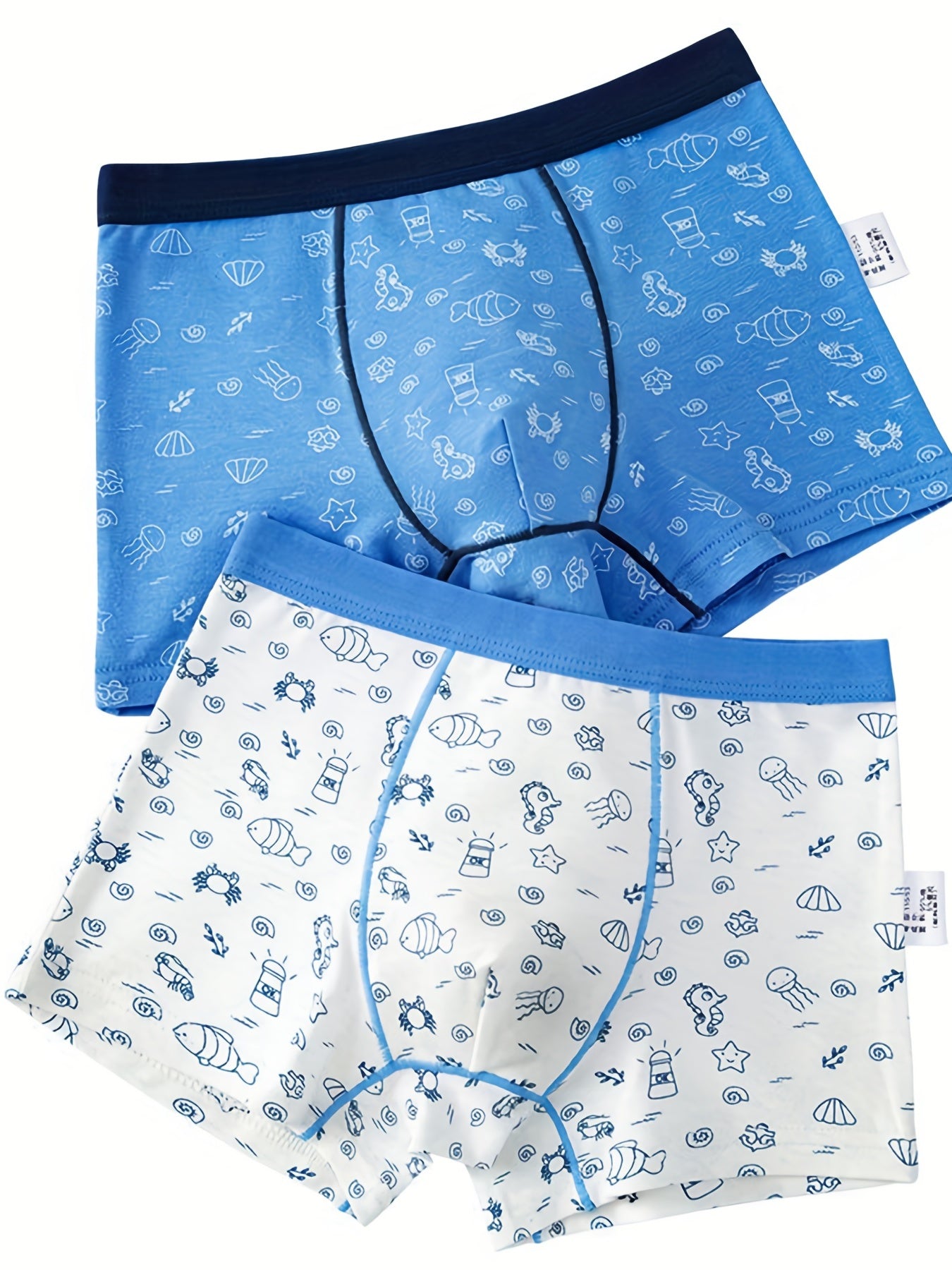 2pcs Boy's Ocean Boxer Briefs Cartoon Print Underwear