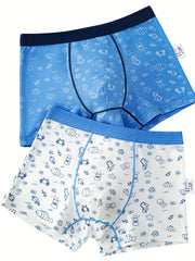 2pcs Boy's Ocean Boxer Briefs Cartoon Print Underwear