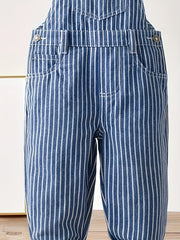 Vintage Style Denim Overalls with Front Pocket