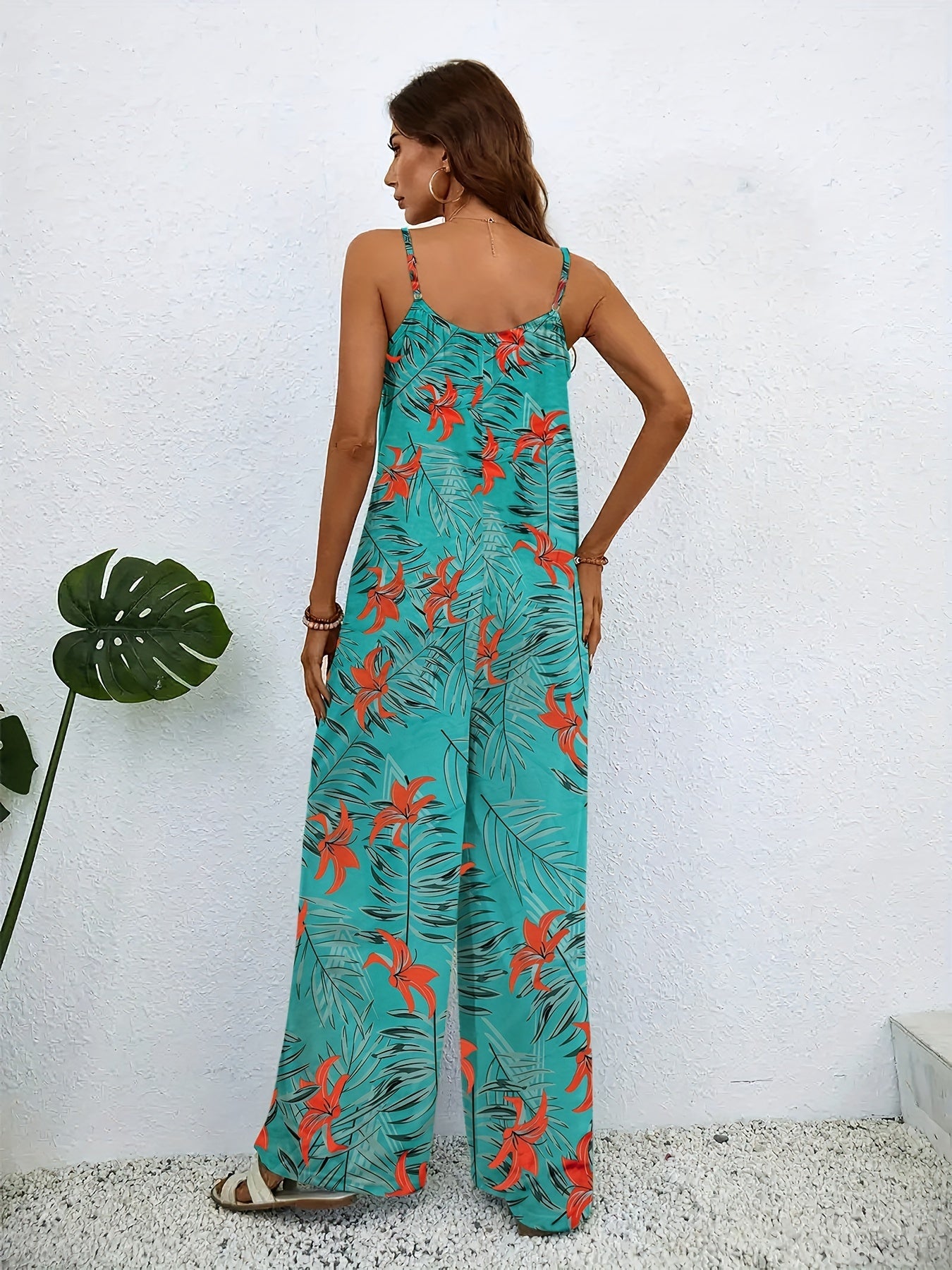 Boho Floral Wide Leg Jumpsuit Sleeveless
