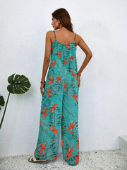 Boho Floral Wide Leg Jumpsuit Sleeveless