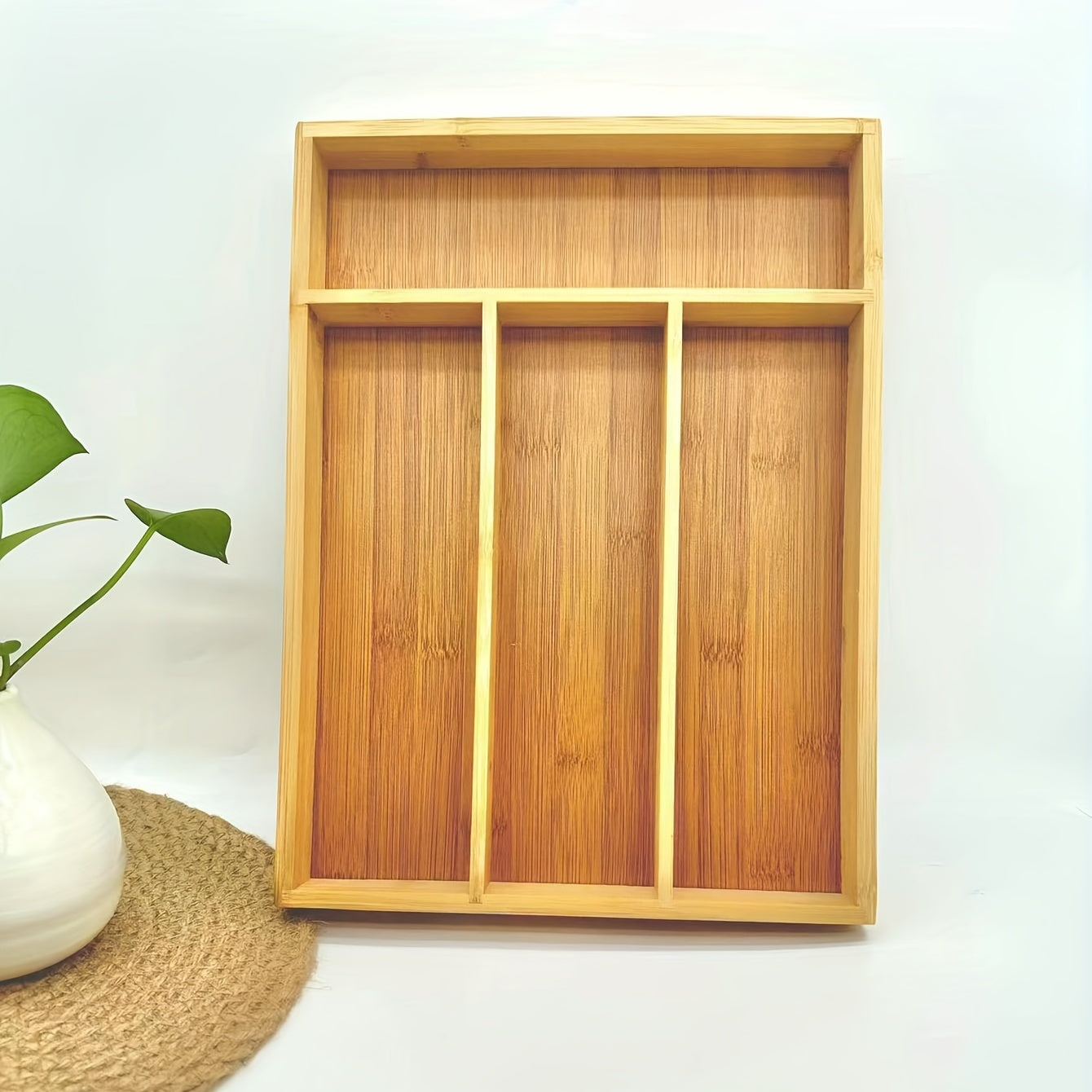Bamboo Cutlery Drawer Divider Box for Forks Spoons Knives and Chopsticks