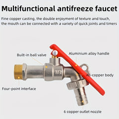 Copper Outdoor Faucet Anti-Freeze Lockable Water Spigot for RV
