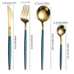 16pcs Stainless Steel Portuguese Steak Fork Spoon Set