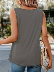 Leopard Splicing Tank Top Crew Neck Sleeveless Summer Tank Top