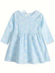 Girl's Sunflower Lemon Princess Dress Long Sleeve Baby Print Dress