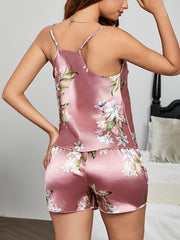 Floral Pajama Set Crew Neck Cami Top & Shorts Sleepwear
