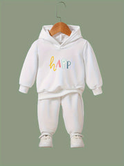 Girls 2pcs Cartoon Hooded Sweatshirt & Sweatpants Set