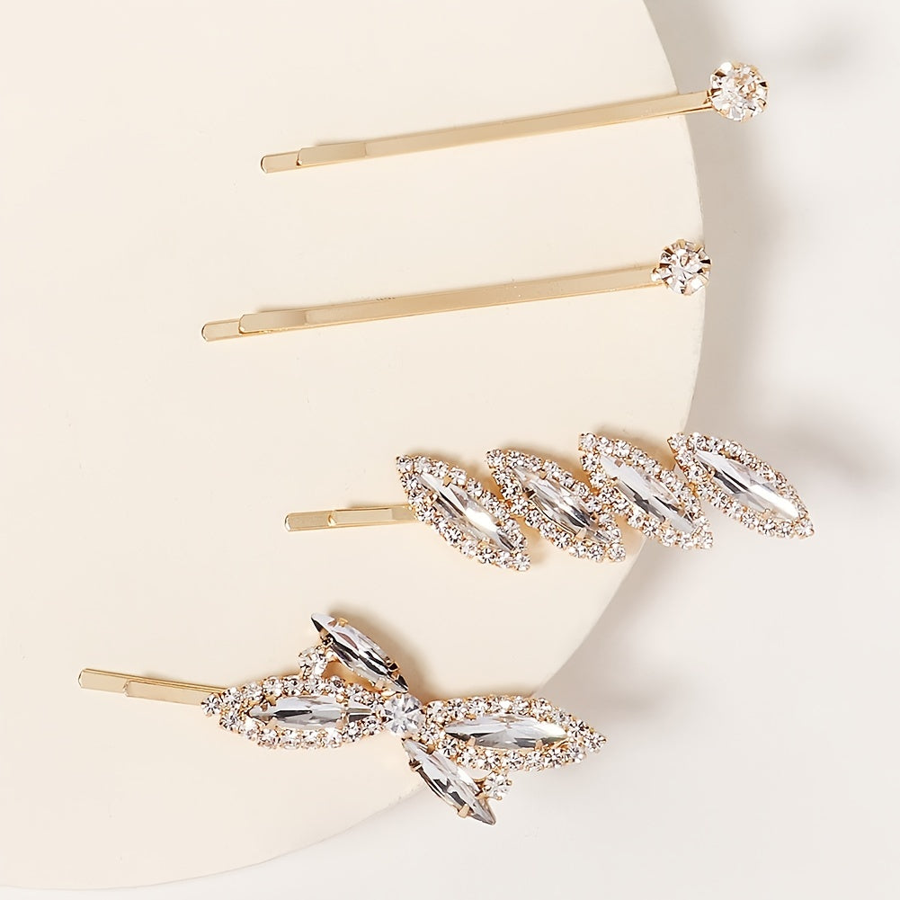 4pcs Rhinestone Metal Hair Clip Hair Accessories For Women