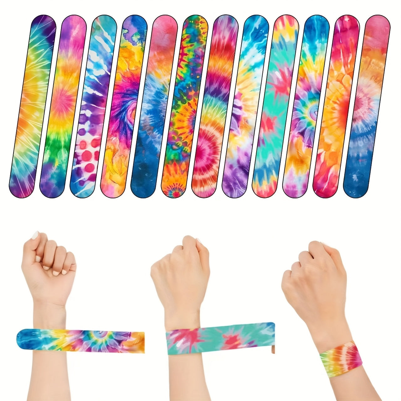 12pcs Tie Dye Wristbands Colorful Tie Dye Party Favors