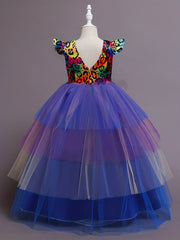 2pcs Ruffled Mesh Dress & Headband Leopard Pattern A Line Dress Halloween
